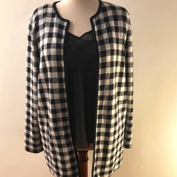 Talbots Black n White Checkers Knit Blazer - Picture 1 of 9